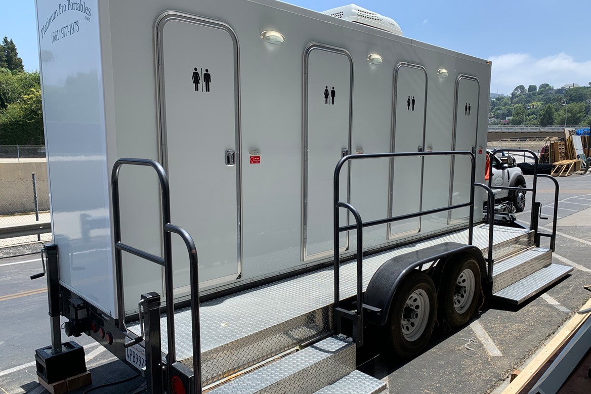 Deluxe 4 toilet trailer rental for Palmdale, Lancaster California